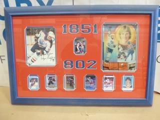 Professionally Framed Wayne Gretzky Autographed Oilers Photo, Includes Wayne Gretzky Hockey Cards, *Note: Information as Per Consignor, No COA Available* (Upstairs)