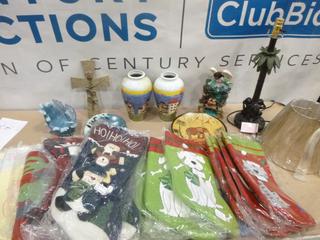 Qty of Misc. Items Includes Lamp, Nightlight, Vases, Christmas Stockings and More *Note: Smoke Damage* (SC)