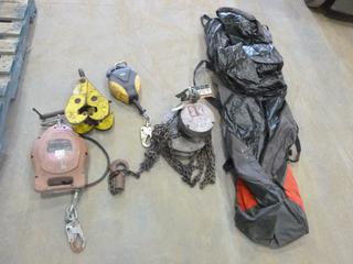 1 Ton Chain Fall, Beam Clamp, (2) Retractable Lanyards and More (J-1-3)