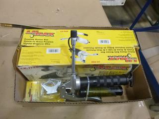 (2) Lu Max Grease Guns, Model LX-1142, (1) Lu Max Grease Gun, Model LX-1172, C/w Accessories (E-1)