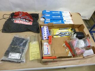 Qty of Misc. Items Includes BlueShield Welding Electrode, Part E6011, 4 Wire Plugs, Paint Markers, Welding Helmet Bag, Cutting Goggles and More (K-1-1)