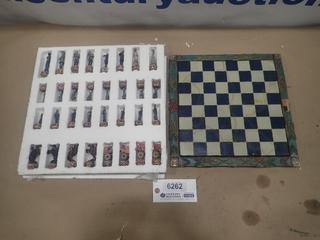 Chess Board Set *Note: Smoke Damage* (F2)