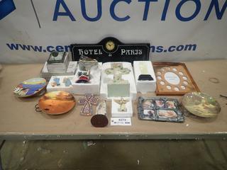 Misc. Items Including Wall Hangings, Picture Frames, Crosses, Angels, Plates, Christmas Lamp and More *Note: Smoke Damage* (R-3-2)