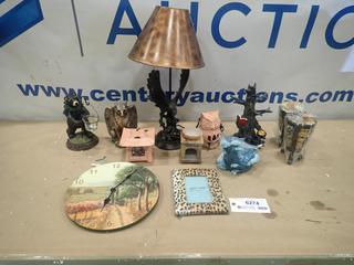 Misc. Item Including Picture Frame, Candles, Candle Holders, Clock and More *Note: Smoke Damage* (S-3-1)