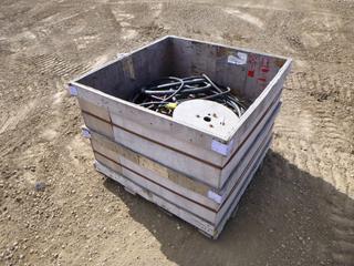 Wood Crate w/ Assorted Cable and Wire