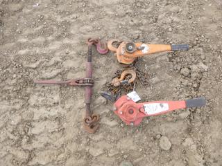 (1) Chain Boomer, (1) Westward  1 1/2 Ton Come-A-Long, (1) 1 1/2 Ton Come-A-Long *Note: No Chain on Second Come-A-Long*