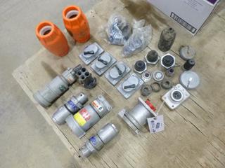 Qty of Industrial Electrical Plugs, Switches,  Push Lock Couplers and Misc. Electrical Grommets (M-2-2)