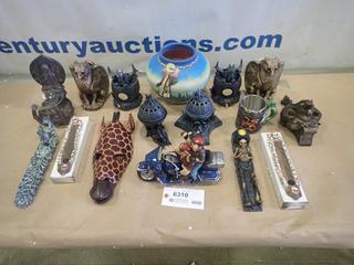 Misc. Items Including Eagle Candle Holders, Cup, Vase, Wall Ornaments and More *Note: Smoke Damage* (P-3-1)
