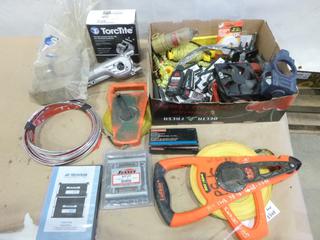Qty of Misc. Items Includes, Lufkin Tape Measure, Exhaust Clamp, Brad Nails, String Line and More (F-1)