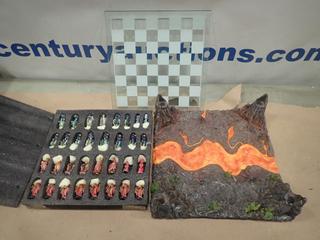 Dragon Chess Set * Note: Smoke Damage * (O-2-3)