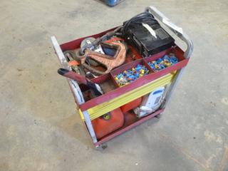 Qty of Misc. Items Includes 6 Amp Battery Charger, Pipe Hook, Children Playing Sign, Heater, Straps and More (M-1-2)