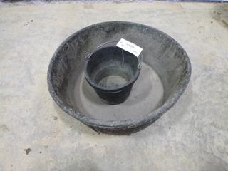 (2) Large Feed Bowls, (1) Feed Bucket (OS)