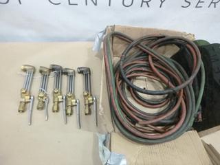 (5) Oxy / Acetylene Torch Heads, Qty of Oxy / Acetylene Hose (D-2)