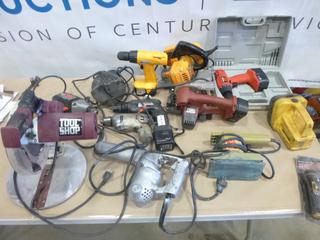 Assortment of Battery and Electric Powered Tools Includes Drills, Saws, Flash Lights and More (L-1-3)