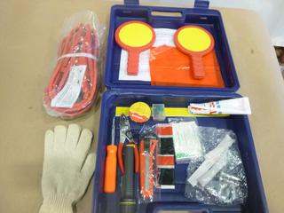 Road Side Emergency Kit c/w Booster Cables, Flashlight, Knife and More (E2)