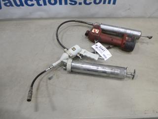 (1) Alemite Cordless Grease Gun, 14.4 Battery, (1) Powerfist Pneumatic Grease Gun (P-1-2)