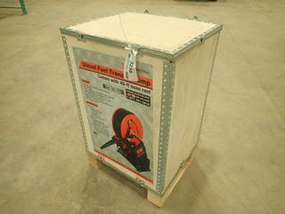 Unused TMG-DFP10 Industrial Diesel Fuel Transfer Pump,  DC 12V, 19 A, 3000 RPM, 10 Ft. Max Suction, c/w 49 Ft. Dispensing Hose, Reel and Automatic Fuel Nozzle (Front of Tool Crib)