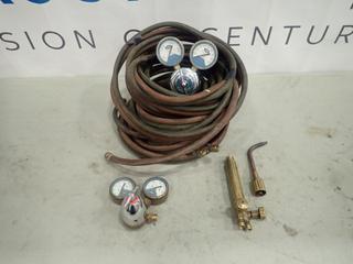 Qty of Union Carbine Welding Regulators, Cutting Torch and Acetylene Hose (O-1-2)