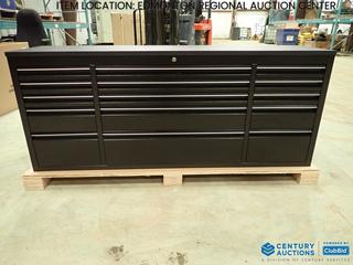 Unused Model HTC7215PC 72 In. Powder Coating Steel Tool Chest w/ 15 Drawers w/ Key, 72 In. x 18 In. x 35 In. 