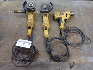 **Located Offsite @ Scott Can- 9523 49 Ave NW, Edmonton** (2) Dewalt D28065N 120V 5in/6in Angle Grinders C/w Dewalt DWD115 120V 3/8in Drill *Note: No Equipment On-Site, Buyer Responsible For Loadout, For More Information Contact Chris @ 587-340-9961*