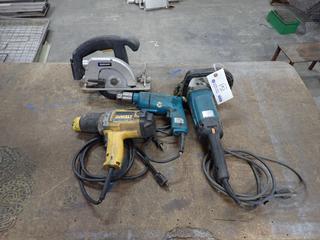 **Located Offsite @ Scott Can- 9523 49 Ave NW, Edmonton** Makita Angle Grinder, Makita 120V Drill, Dewalt 1/2in Impact And Mastercraft 18V Cordless Saw *Note: Parts Only, No Equipment On-Site, Buyer Responsible For Loadout, For More Information Contact Chris @ 587-340-9961*