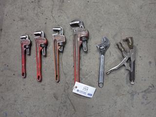 **Located Offsite @ Scott Can- 9523 49 Ave NW, Edmonton** (1) 18in, (1) 14in, (1) 12in And (1) 10in Pipe Wrench C/w 12in Adjustable Wrench And Pro Point Welding Pliers *Note: No Equipment On-Site, Buyer Responsible For Loadout, For More Information Contact Chris @ 587-340-9961*