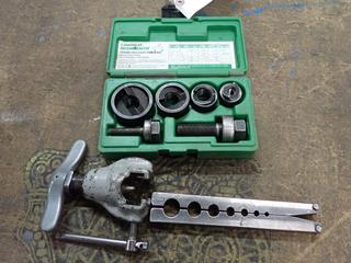 **Located Offsite @ Scott Can- 9523 49 Ave NW, Edmonton** Slugbuster 7235BB Knockout Punch Set For 1/2in - 1 1/4in Conduit C/w Ridgid 377 Flaring Tool *Note: No Equipment On-Site, Buyer Responsible For Loadout, For More Information Contact Chris @ 587-340-9961*