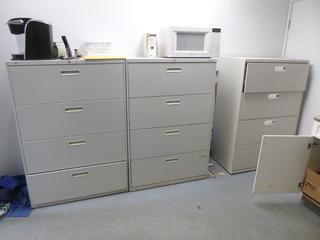 **Located Offsite @ Scott Can- 9523 49 Ave NW, Edmonton** Qty Of (4) 4-Drawer Filing Cabinets C/w (2) Incomplete First Aid Kits, Microwave, Kettle, Coffee Maker And Assorted Office Supplies *Note: No Equipment On-Site, Buyer Responsible For Loadout, For More Information Contact Chris @ 587-340-9961*