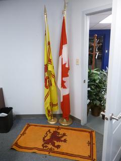 **Located Offsite @ Scott Can- 9523 49 Ave NW, Edmonton** Canada Flag C/w Scotland Lion Rampant Flag And Scotland Lion Rampant Rug *Note: No Equipment On-Site, Buyer Responsible For Loadout, For More Information Contact Chris @ 587-340-9961*