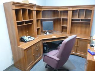**Located Offsite @ Scott Can- 9523 49 Ave NW, Edmonton** Corner Office Desk C/w Hutch, Task Chair, Monitor, HP Tower And Keyboard *Note: No Equipment On-Site, Buyer Responsible For Loadout, For More Information Contact Chris @ 587-340-9961*