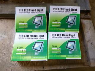 (4) PIR LED 50W Flood Lights (B2)