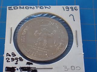 1986 Edmonton Klondike Dollar Token w/ a Cane Mint Marker (Office)