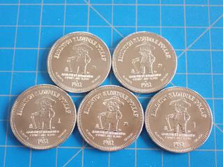 (5) 1982 Klondike Dollar Tokens (Office)
