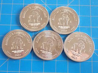 (5) 1983 Klondike Dollar Tokens (Office)