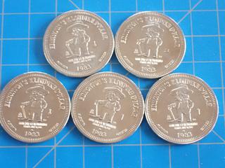 (5) 1983 Klondike Dollar Tokens (Office)