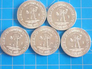 (5) 1985 Klondike Dollar Tokens (Office)