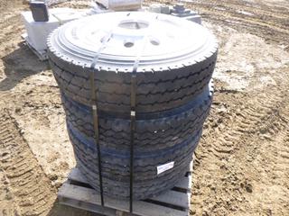(4) Michelin XZY3  11R22.5 Semi Tires and Rims