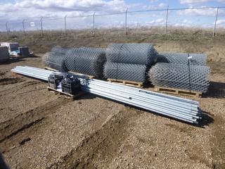 Sections of Chain Link Fencing c/w All Brackets, Hardware, Tension Wire and Top Rails, (1) 10M, (1) 24M, (1) 26M, (2) 30M, (1) 41M, (1) 48.5M, (1) 40M, (1) 20M, (1) 17M, (1) 8.5M