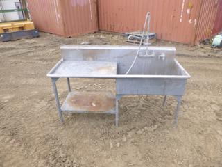 Metal Table w/ Sink, C/w Taps and Lines