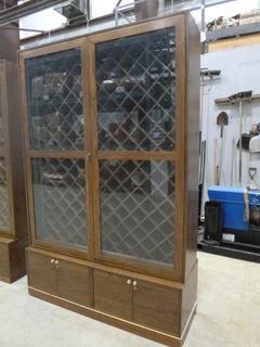 Custom Built Oak Wine Rack/Cabinet c/w Base for Storage, All Doors Lock, Space for 179 Bottles, Wine Rack 60 In. Wide x 15.5 In. Deep, 72 In. High, Base 60 In. Wide x 20 In. Deep x 19 In. Tall *Note: Buyer Responsible For Load Out*