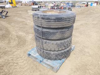 (4) Trailer Tires on Rims, 11R22.5