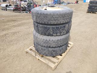 (4) Trailer Tires on Rims, 11R22.5