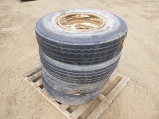 (4) Trailer Tires on Rims, 11R22.5