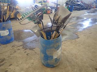 Qty Of Assorted Rakes And Shovels