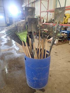 Qty Of Assorted Rakes And Shovels