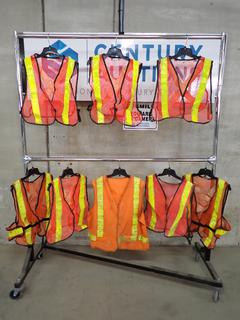 (8) Safety Vests, Emergency Eye Wash Station (Empty) & Double Fold Aluminum Stretcher, *Rack Not Included*.