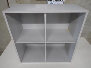 Grey Ikea Eket 4-Cube Shelf, 27-1/2 In. x 13-3/4 In. x 27-1/2 In. & (2) White Shelves, 13 In. x 24 In.
