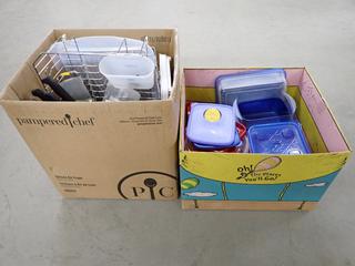 Assorted Kitchenware, Food Storage, Cook Books, Etc.