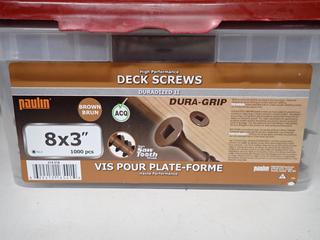 Quantity of Brown Duradized 8x3 In. Deck Screws.