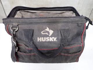 Husky Tool Bag c/w Assorted Screwdrivers, Pliers, Saw, Etc.